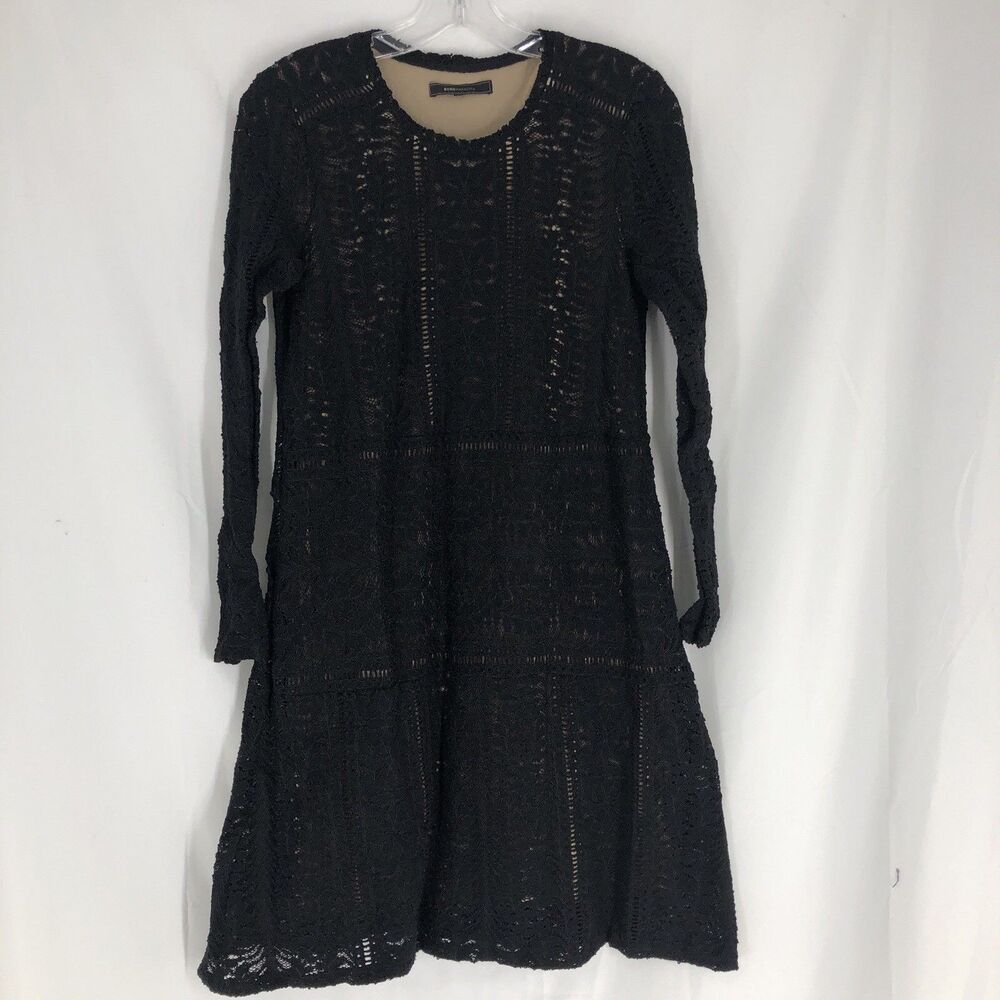 BCBG Maxazria Dress Small Black Crochet Lace Overlay